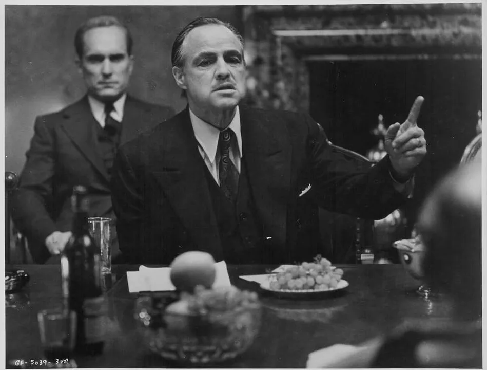 Marlon Brando, Robert Duvall, and Stanley Bielecki in The Godfather (1972)